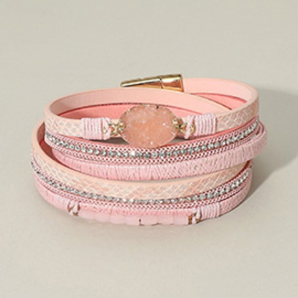 Elegant Pink Wrap Bracelet